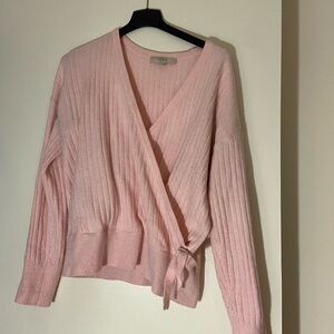 Cozy Pink Wrap Sweater